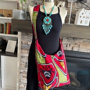 Mid-century modern bold Red and Green Crossbody Bag